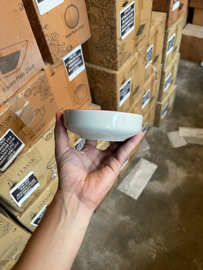 Leftover 4" sauce Bowl ( Glossy Off-White with Red Line )