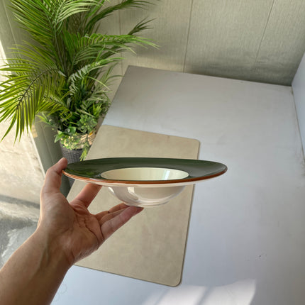 Leftover 9.5 inch Pasta Plate ( Dark Green Colorline with black rim )