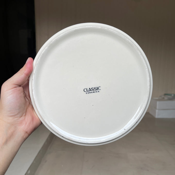 Leftover 8 inch Classic Plate ( Glossy Off-White with Black Hearts )