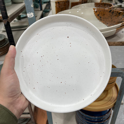 Leftover 8 inch Classic Plate ( White Matte with Brown Specks )