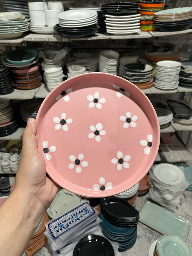 Leftover 8 inch Classic Plate ( Pink Matte Floral )