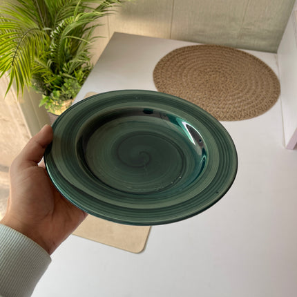 Leftover 9 inch Deep plate ( Peacock Green Colorline without line on rim )