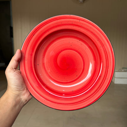 Leftover 10 inch Deep plate ( Red Colorline with black rim and black specks )