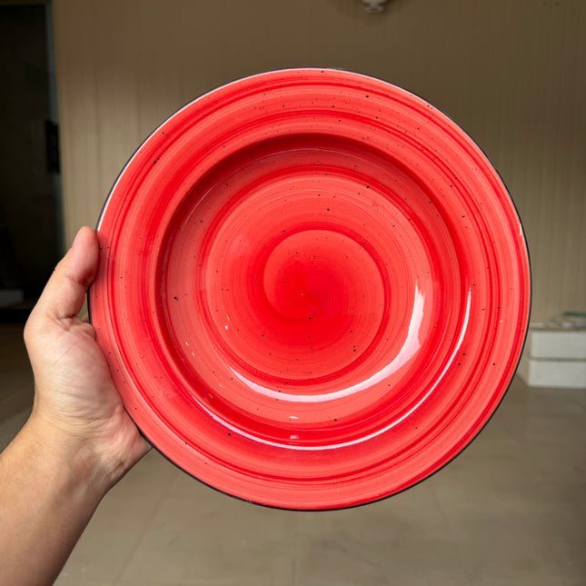 Leftover 10 inch Deep plate ( Red Colorline with black rim and black specks )
