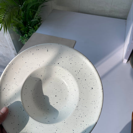 Leftover 9.5 inch Pasta Plate ( White Matte with Black Specks )