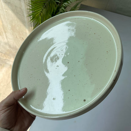 Leftover 10 inch Classic Plate ( Glossy Off-White with Brown Specks )