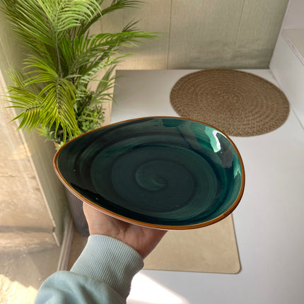 Leftover 9.5"x8" Triangular Platter Small ( Peacock Green Colorline )