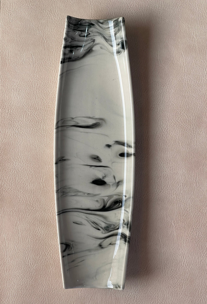 Curved Sushi Platter ( Black Marble )