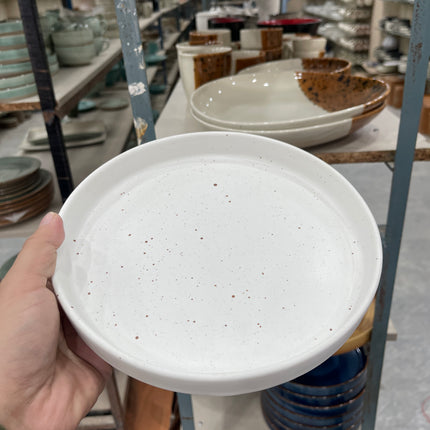 Leftover 8 inch Classic Plate ( White Matte with Brown Specks )
