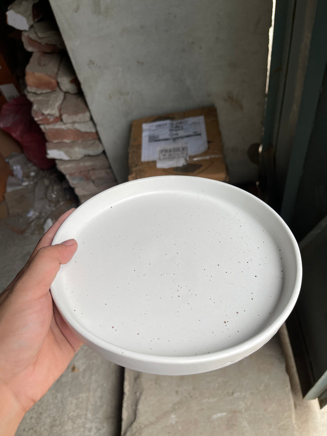 Leftover 8 inch Classic Plate ( White Matte with Brown Specks )