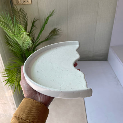 Leftover 10 inch Half Classic Plate ( White matte with brown specks )