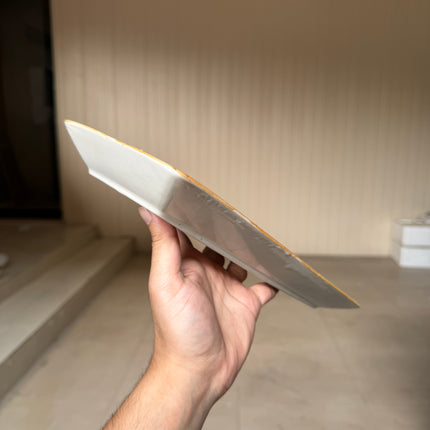 leftover 11.5"x6" Rectangular Platter ( Red Colorline with Light brown Rim )