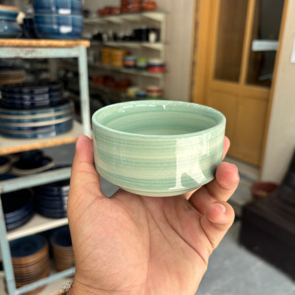 Leftover 4 inch soup Bowl ( Teal colorline No Specks )