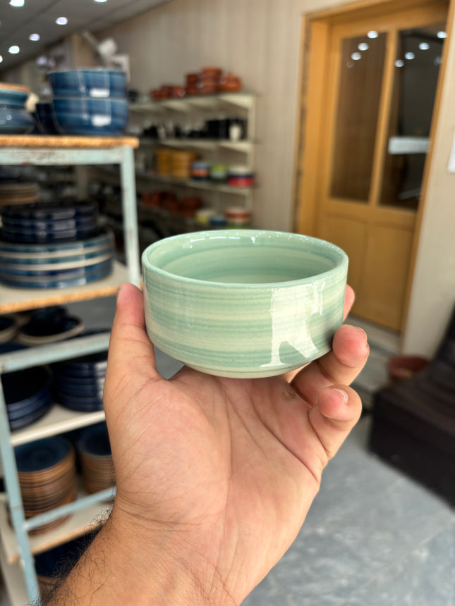 Leftover 4 inch soup Bowl ( Teal colorline No Specks )