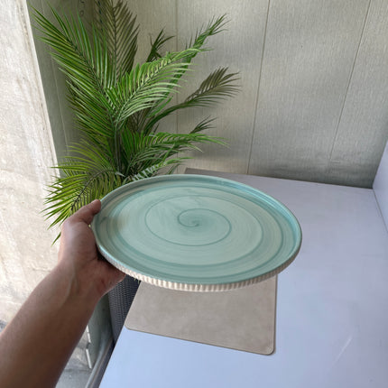 Leftover 10 inch Pebble Edge Plate ( Teal Colorline with Teal Rim, NO Specks )