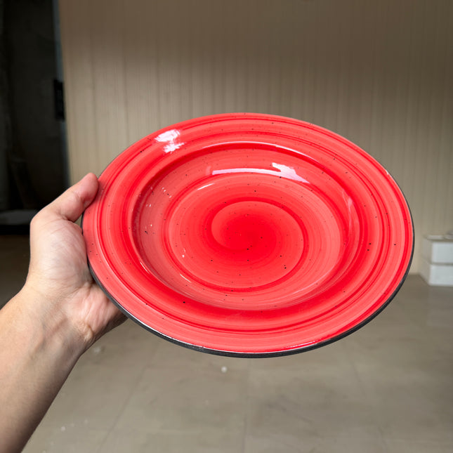 Leftover 10 inch Deep plate ( Red Colorline with black rim and black specks )