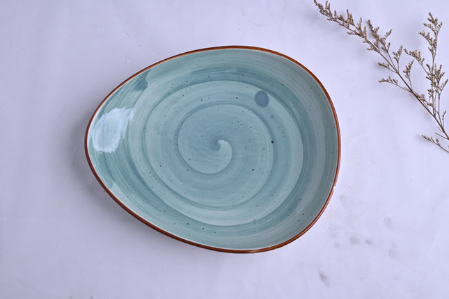 Leftover 11" x 9" Triangular Platter ( Teal Colorline )