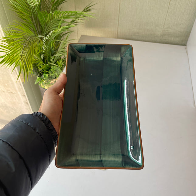 leftover 11.5"x6" Rectangular Platter ( Peacock Green Colorline )