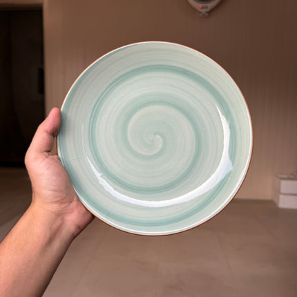 Leftover 8.5 inch Rimless Plate ( Teal Colorline with NO specks )