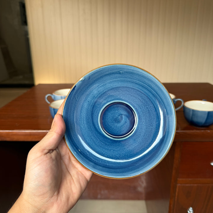 Leftover WM Cup Saucer Set ( Indigo ) 6 cups 6 saucers ( 220ml )