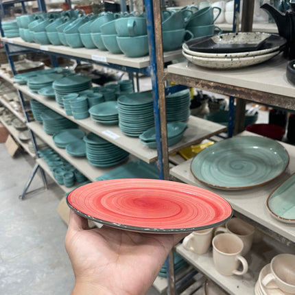 8 inch Rimless Plate ( Red Colorline Black line ) ( Set of 6 ) ( Super Discounted )