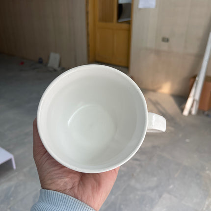 Leftover D Handle Coffee Cup Large ( White Matte with Brown Specks ) ( 330 ml )