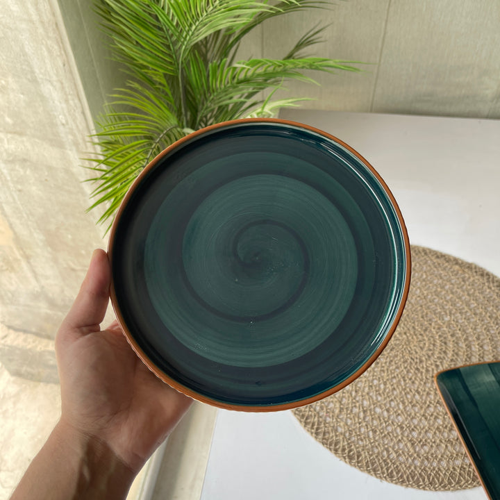 Leftover 8 inch Pebble Edge Plate ( Peacock Green Colorline )