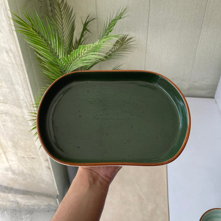 Leftover JP Platter Small ( Glossy Dark Green with Black Specks )