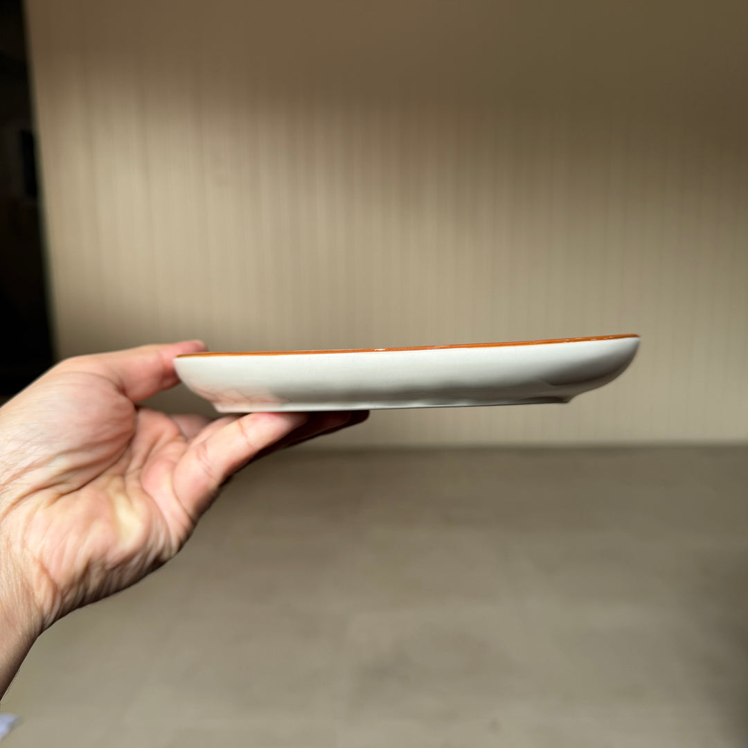 Leftover 7 inch Curved Oval Quarter Plate ( Dark Green Colorline )