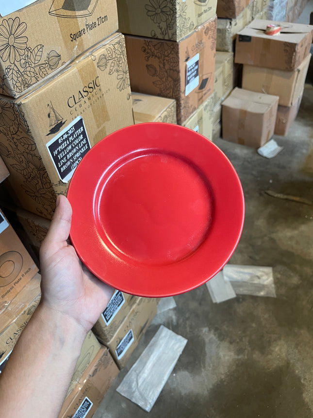 Leftover 8 inch Flat Plate with Rim ( Red Matte )