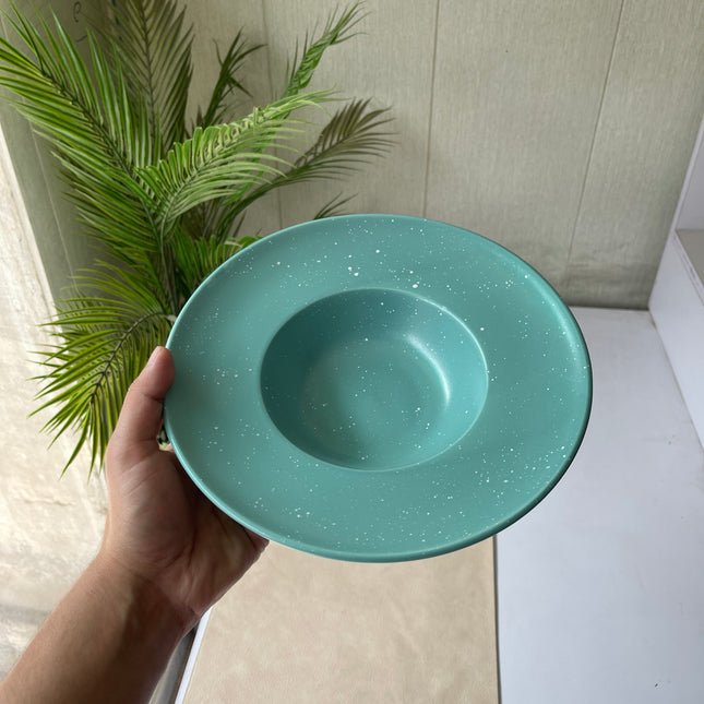 Leftover 9.5 inch Pasta Plate ( Firozi Matte with white specks )