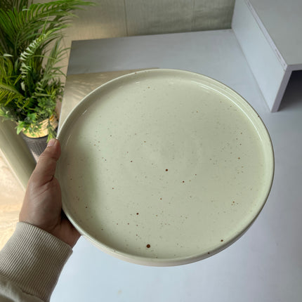 Leftover 10 inch Classic Plate ( Glossy Off-White with Brown Specks )