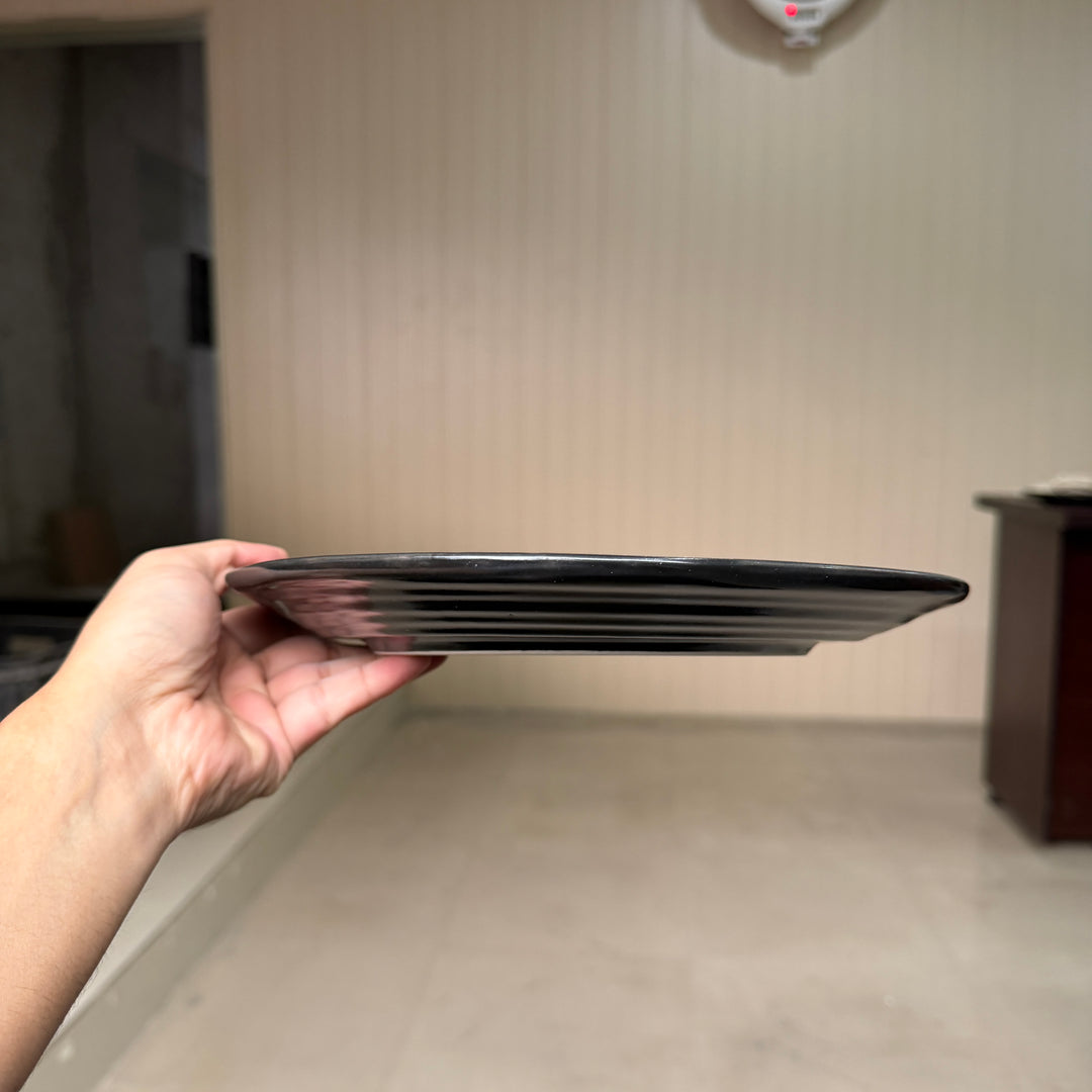Leftover 10 inch Irregular Spiral Plate ( Textured Glossy Black )