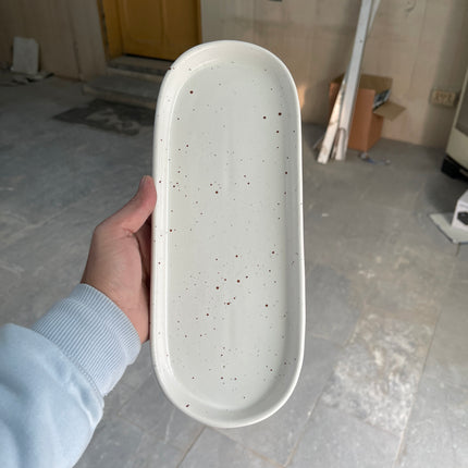 Leftover NV Oval Small Platter 12"x4.8" ( Snow Cocoa )