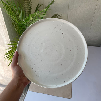 Leftover 12 inch Classic Plate ( White Matte with Brown Specks )