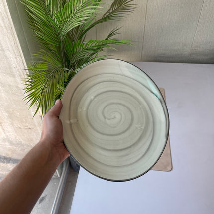 Leftover 13 inch Rimless Rice Dish ( Grey Colorline with Black line on rim )