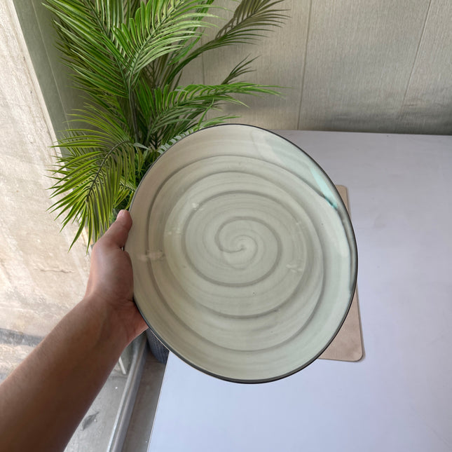 Leftover 13 inch Rimless Rice Dish ( Grey Colorline with Black line on rim )
