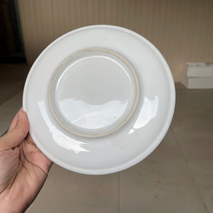Leftover 8 inch Rimless Plate ( Glossy White with Black Specks )