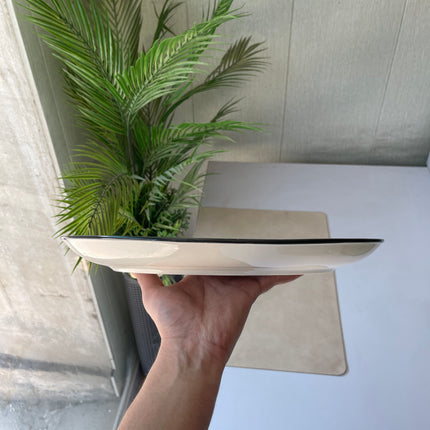 Leftover 13 inch Rimless Rice Dish ( Grey Colorline with Black line on rim )
