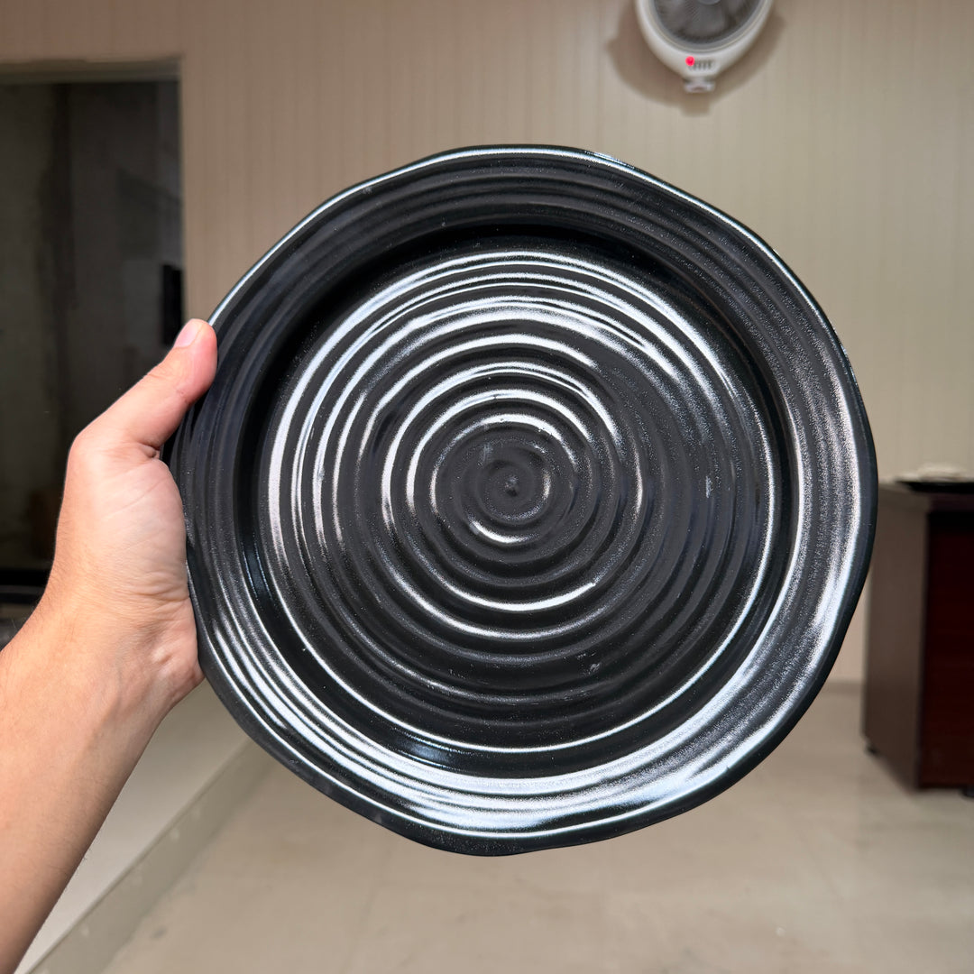 Leftover 10 inch Irregular Spiral Plate ( Textured Glossy Black )