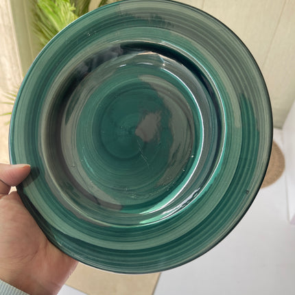 Leftover 9 inch Deep plate ( Peacock Green Colorline without line on rim )