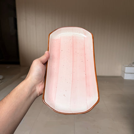 leftover 11.5"x6" YM Rectangular Platter ( Pink Colorline )