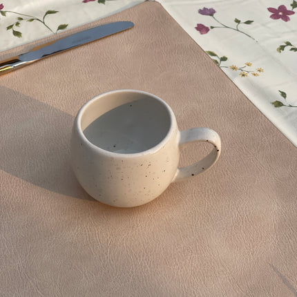 Rj Cup ( Glossy White With Grainy Texture and Brown Specks )