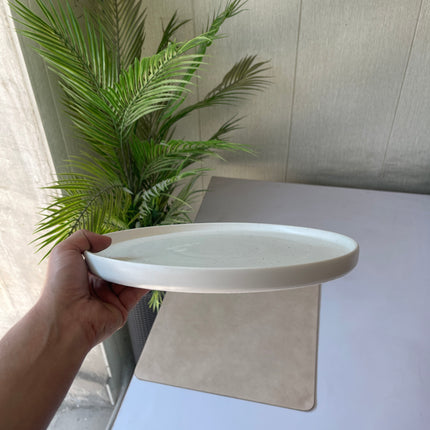 Leftover 12 inch Classic Plate ( White Matte with Brown Specks )