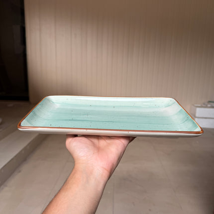 Leftover 12"x7" inch Rectangular Platter ( Teal Colorline )