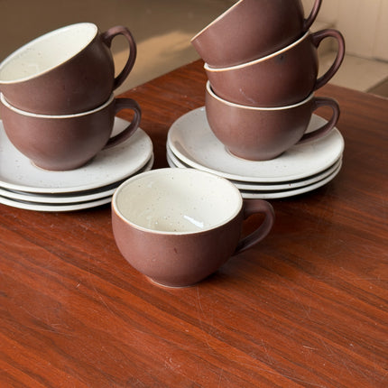 Leftover SS Cup Saucer Set ( Cocoa ) 6 cups 6 saucers ( 200ml )