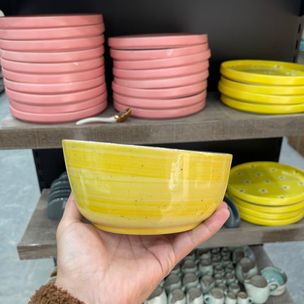 Leftover 6 inch Curved Cut Bowl ( Yellow colorline )
