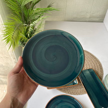 Leftover 8 inch Rimless Plate ( Peacock Green Colorline )