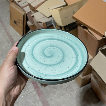 Leftover 8 inch Classic Plate ( Teal Colorline with Black line )