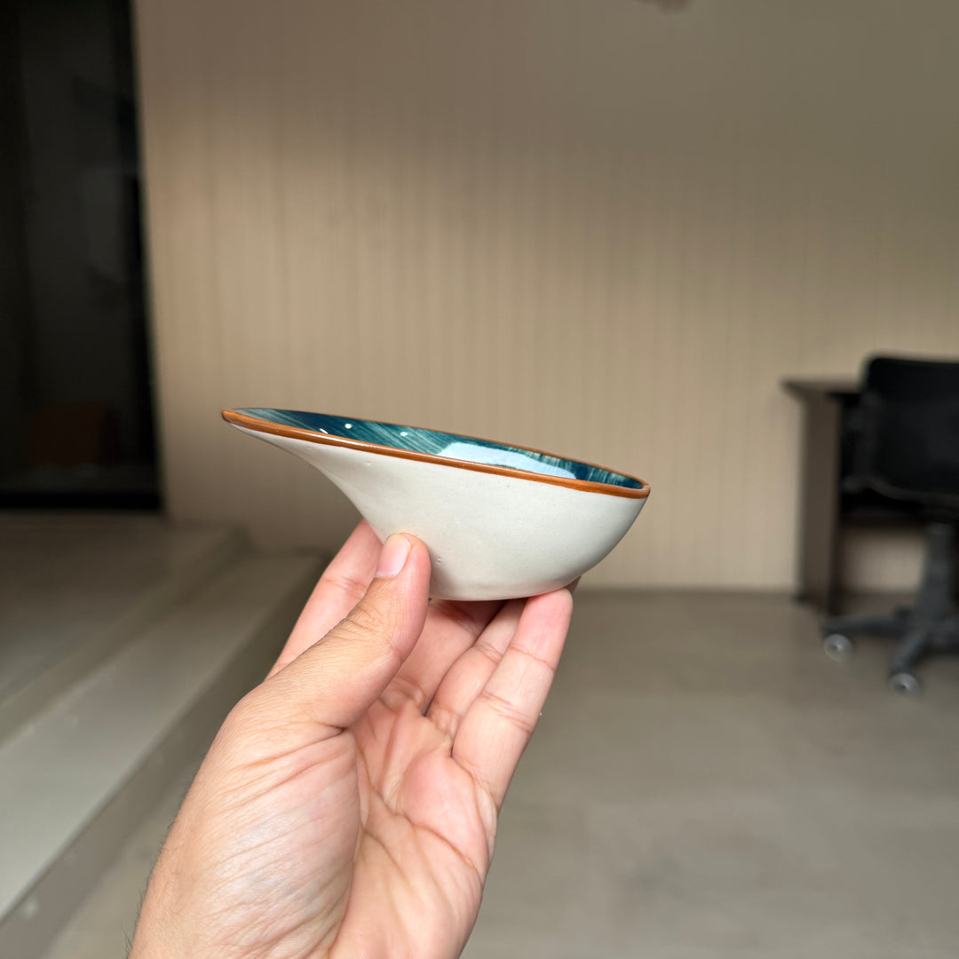 Leftover Tilt Sauce Ramekin ( Peacock green colorline ) ( Set of 3 )
